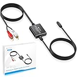 eSynic Analog zu Digital Audio Konverter RCA auf optisch mit optischem Kabel Aluminium-Legierung Shell Analog auf Digital Wandler geeignet für Plattenspieler, CD-Player, Soundbars