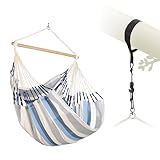 LA SIESTA® Domingo Hängesessel & Baum- & Pfosten-Befestigung - Wetterfest Hängesessel für Indoor Outdoor, Sitz Hängeschaukel für Garten Balkon, Groß Hängesessel für 2 Personen - Comfort Size, Sea Salt