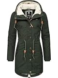 Ragwear Damen Langer Mantel warme Winterjacke mit Kapuze YM-Canny Dark Olive22 Gr. M