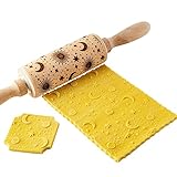 Unmbo Nudelhölzer Zum Backen Mit Designs, Geprägte Nudelhölzer Zum Backen, Weihnachten Nudelholz, Nudelholz Aus Holz-h-31x4.5cm