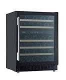 Respekta Unterbau-Weinkühlschrank für 46 Standardflaschen / 129 L Nutzinhalt / 2 Temperaturzonen, je 5° - 22°C/Touch Control/LED Leuchte/Wechselbarer Türanschlag/Max. 43 dB/WKSU 46-19