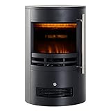 HOMCOM Elektrokamin mit Heizung, elektrischer Kamin mit LED Flammeneffekt, 900/2000W Dekokamin, elektrisch Kaminfeuer Kaminofen, Schwarz
