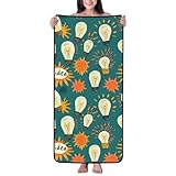 Baumwoll-Badetücher für Badezimmer – Mikrofaser-Handtücher mit Sonnenbirnen-Aufdruck für Körper-Badetücher, schnell trocknendes Strandtuch, weiches Duschtuch für Reisen, Strand, Zuhause, 68 x 140 cm