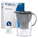 BRITA Wasserfilter-Kanne Marella graphit (2,4l) inkl. 1x MAXTRA PRO All-in-1 Kartusche – Tischwasserfilter zur Reduzierung von Kalk, Chlor, Blei, Kupfer & geschmacksstörende Stoffe im Trinkwasser
