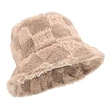 FOMIYES Sherpa-Eimerhut Faux-Bucket-Hüte pelzige Fischerhüte Cloche-Hut aus Wolle Fuzzy Bucket Hat Fischermütze Fischerhut für Damen warme Mütze für Frauen Frauenhut Khaki