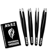 NARZ Pinzetten Professionelle Augenbrauen pinzette, 4-teiliges Edelstahl-Präzisionspinzettenset für Augenbrauenpinzette für die Gesichtshaare, zum Frauen und Männ Zupfen von Augenbrauen,