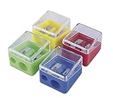 DONAU 7814001-99 Doppel-Anspitzer mit Behälter / 1 Stück/Doppelspitzer/Doppelanspitzer/ 30 x 29 x 42 mm/Mischfarben/Für Kinder Kleinkinder Mädchen Junge Starter