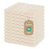 Lavea® 10er Set Seiftuch 30x30 cm – Hochwertige Gästehandtücher 30x30 aus 100% Baumwolle, Frottierserie Elena – Saugstark, Waschbar und Strapazierfähig - Creme