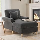 Aunvla Gepolsterter Relaxsessel, klappbarer Schlafsessel, bequemer Lesesessel, Lounge-Sessel, XXL großer Lesesessel, samtbezogener Lounge-Sessel, Sitzsack für Wohn- und Schlafzimmer,Gray