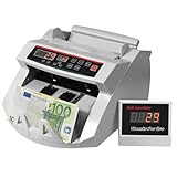 Geldzählmaschine Scheine mit LCD-Display | Geldzähler mit Wertzählung | Dollar, Euro, MXN, UV/MG/IR/DD Banknotenzählmaschine mit Falschgelderkennung | Additions- Und Batch-Moduse, 900 Banknoten/Minute