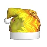 Weihnachtsmütze mit Sonnenblumen-Schmetterlings-Motiv, Weihnachtsmannmütze, Feiertag für Erwachsene, Unisex, Weihnachtsmütze für Neujahr, festliche Party, Weihnachtszubehör