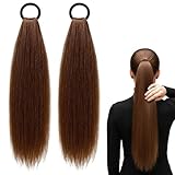 Ponytail Extension, Haarteil Zopf, Extensions Echthaar, 2 Stück Pferdeschwanz Haarteil Echthaar in Hellbraun, 45 Cm Länge, Ideal Für Täglichen Gebrauch Und Besondere Anlässe