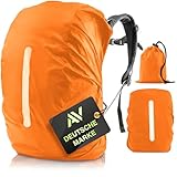AVANA Regenschutz für Rucksäcke mit Reflexstreifen (10-70L) wasserdichte Regenhülle Schulranzen Reflektor Rucksack Cover reflektierender Rucksacküberzug Orange