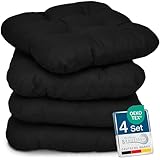 Beautissu 4er Set Sitzkissen 40x40 cm Lisa Schwarz - weiche Indoor & Outdoor Kissen mit 8cm Schaumstoff Füllung, widerstandsfähige & robuste Sitzpolster für Außenbereich Made in EU