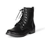 Amazon Essentials Damen Kampfstiefel mit Schnürung, Schwarz, 39 EU