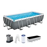 Bestway Steel Pro MAX Frame Pool Komplett-Set, 549 x 274 x 122 cm, 14.812 Liter, Robustes TriTech-Material, Filterpumpe 5.678 l/h, Sicherheitsleiter, Abdeckplane, Einfacher Aufbau, Korrosionsschutz