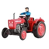 Qudinip Bauernhof-Traktor-Spielzeug, Simulations-Legierungsfahrzeugmodell für, Fördert Frühkindliches Lernen und Rollenspiel, Simulations-Traktor-Fahrzeugmodus, Technisches (Rot)