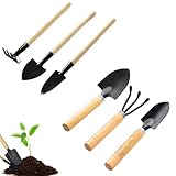 Gartenwerkzeug Set, 6-teiliges Gartengeräte Set Mini Gartengeräte Gartenschaufel Klein, Holzgriff Handheld Garten Schaufeln Garten Handwerkzeuge für Bonsai Werkzeug Pflanze Topfblumen