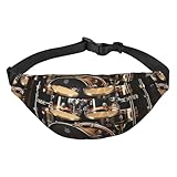 Drum Set Bauchtaschen für Damen und Herren, Hüfttaschen, große Crossbody-Gürteltasche, Bauchtasche mit verstellbarem Gurt, Schwarz, Einheitsgröße, Schwarz , Einheitsgröße