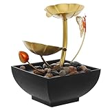 VINTORKY Tischbrunnen-Ornamente Tischbrunnen Wasserfall Schreibtisch Wasserbrunnen Schreibtischbrunnen Kleiner Brunnen Kleiner Wasserbrunnen Drinnen Mini-brunnen Brunnenornamente Golden Abs