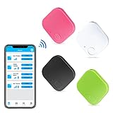 H66WH Bluetooth-Artikelfinder, Mini-Smart-Tags für Android und iOS, Fotoaufnahme und Zwei-Wege-Alarmfunktion, Tracker-Geräte für Schlüssel, Gepäck, Koffer, Brieftaschen, Taschen, 4 Stück (Schwarz,