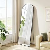 SONGMICS Ganzkörperspiegel, 150 x 40 cm, bogenförmiger Standspiegel, Rahmen aus Aluminiumlegierung, Hartglas, für Schlafzimmer, Wohnzimmer, Garderobe, tintenschwarz LFM035B01