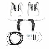Bohaner Fahrrad Bremsen Set Silber Komplettes V-Brake Fahrrad Bremsen Set Vorne Hinten für die Meisten Fahrräder Rennräder MTB BMX