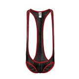 COMLIFE Herren-Trikot, einfarbig, Wrestling-Slip, Body, ärmellos, einteiliger Body, Schwarz, Small