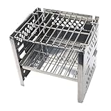 BUGUUYO Edelstahl Kleiner Campinggrill Faltbar mit Verstellbarem Grillrost Tragbarer Holzkohlegrill für Outdoor Kochen und Picknick