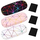 Camptrip 3 Stück Brillenetui Hardcase, Brillenetui Personalisiert Groß Tragbar Brillentasche mit Brillenputztuch für damen Brillen Sonnenbrille