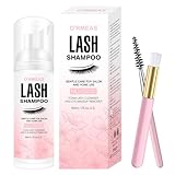 Wimpernshampoo Wimpernschaum Cleanser mit Reinigungsbürste Wimpernreiniger für Wimpernverlängerung Schaumwäsche zum Entfernen von Make-up-Rückständen Lash Shampoo für Zuhause und Salon Gebrauch 60ML