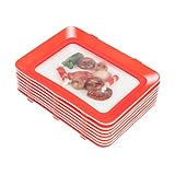 awolsrgiop Aufschnittbox 8 Stück Frischhaltedosen mit Klarsichtfolie, 30x22x3cm Stapelbare Lebensmittelaufbewahrung für Kühlschrank, Rot/Weiß, Wiederverwendbares für Fleisch Wurst Käse