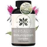 Herbalist Immunsystem Komplex – Unterstützung der Abwehrkräfte, 100 vegane Kapseln mit Zink, Vitamin C, Echinacea, Kurkuma & Astragalus, laborgeprüft, ohne Zusätze