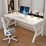Moderner Computertisch, Büro-Schreibtisch, kompakt, Arbeitszimmer, Gaming-Tisch, Business-Möbel für Zuhause, Büro, 80 x 60 cm, Weiß