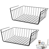 UQMIQURA 2 Stück Unterregal Aufbewahrungskorb, Hängekorb Metall Aufbewahrungskorb, Hängekorb Regal Unter Schrank Hängekorb Metall Korb-Organizer Regaleinhängekorb für Küche, Speisekammer, Bücherregal