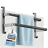 FATISE Handtuchhalter ohne Bohren - Passend für deutsche Türen - Ausziehbarer Handtuchhalter Tür 43-80cm - Edelstahl - Handtuchstange inkl. Kratzschutz