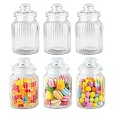 Murago - 6er Set Vorratsglas ca 1000ml / 19cm luftdicht Gewürz Glas Dosen Glasdeckel Bonbonglas Bonboniere Behälter mit Deckel rund Candy Bar Vorratsgläser Große Gläser für Mehl Müsli Nudeln 1L Kekse