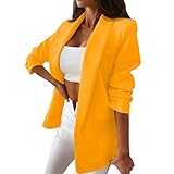 Zldhxyf Blazer Damen Elegant Damenjacke Einfarbig Blazerjacke Temperament Modisch Kurzarm Mantel Business Outfit Longblazer Regular Fit Business Anzüge Strickcardigan Freizeitanzug
