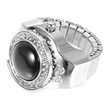 LIGIGWASH Retro Metall Fingeruhr Ringuhr Kreativ Kleiner Analoger Uhrring Elastisch Damen Schmuck Alltag Geschenk