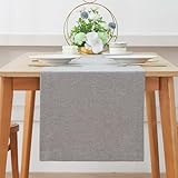 Tischläufer Modern, Tischläufer Leinenoptik Abwaschbar, Wasserabweisend Fleckschutz Table Runner Tischwäsche, Tischdecke Tischdekoration Für Küche Esstisch Tisch Party Urlaub (40 x 140 cm,Grau)