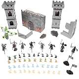 Milisten Mittelalterliche Ritterfiguren aus Langlebigem Kunststoff mit Soldaten Pferden und Rittern Wetterfeste Miniaturen für Sandtisch-Dekoration Rollenspiel Sammlerstücke