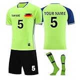 Fußballtrikots für Männer und Frauen, personalisierbare Kinder-Fußballmannschaftsuniform mit Zahlenlogo, 3-fluoreszierendes Grün, 26