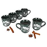 MamboCat 6er Set Glühweinbecher 0,2L grün Weihnachtslandschaft I Klassische Keramik Glühweintassen I geeicht I ideal für den Weihnachtsmarkt