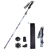 XDSP Wanderstock Faltbarer Walking Stock-Trekking Bergsteigen Ultraleicht Klappstab Ultralight zusammenklappbar, Anti-Schock mit Eva Schaum Griff (Navy Blue)