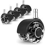 LALAGO 5 Stück 11x22mm Ersatz Bürostuhl Rollen, Roller für Bürostühle Schwarz, Schreibtischstuhl Büromöbel Gummirollen, Räder Hartbodenrollen Keine Kratzer für Teppich, Parkettböden und Fliesen