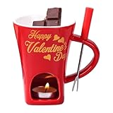 Generisch Schokofondue Tasse Inklusive Gabeln, 200ml Keramik Käsefondue Set, Schokoladenfondue Tasse, Schoko Fondue, Mit Integrierter Wärmespeicherstruktur, Für Partys, Hochzeiten Geburtstagsfeiern