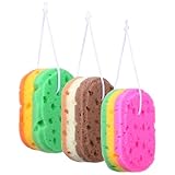 ElevateTech 3 Stück Badeschwämme für Damen Körperpeeling Für Damen Duschschwamm Elastisch Wiederverwendbar Peeling-Luffa Duschschwamm Elastisches Duschzubehör Geeignet Männer Frauen 3 Farben