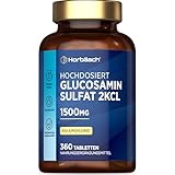 Glucosamin Sulfat 1500mg 2KCl | Glucosaminsulfat | 360 Hochdosiert Tabletten | Glucosamine Sulphate | von Horbaach