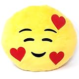 Brigamo 【𝙋𝙧𝙞𝙢𝙚 𝘿𝙚𝙖𝙡】 Premium Emoticon DekoKissen Plüsch SofaKissen Kuschelkissen, 35 cm (Lächelndes Gesicht mit Herzen)