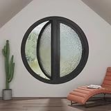 JNPGVTCD Drehbares schwarzes Flügellüftungsfenster mit Griff, 60 cm transparentes Glas, ideal für Badezimmer, Wohnzimmer, Küche, Schlafzimmer